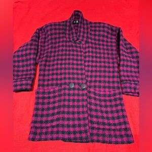 Vintage Oversized PGE Mohair Coat Medium Stylish Pink and Black Women's Jacket